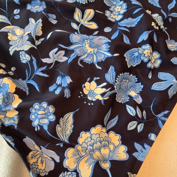 J. CREW RE-Imagined Rouched One Shoulder One Piece Swimsuit Blue Black Size 12. - Picture 11 of 15